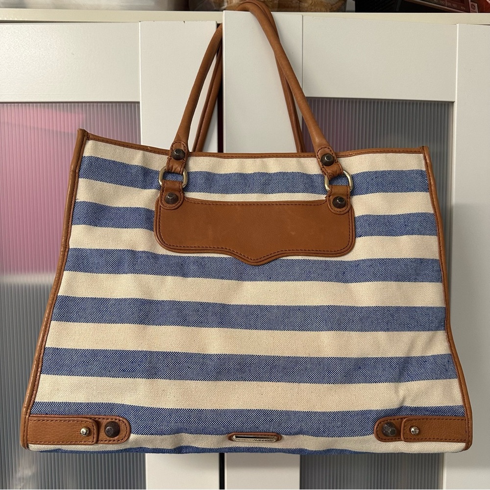 Rebecca Minkoff Blue and Tan Striped Tote